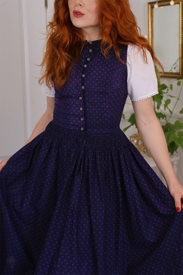 Upcycled Dark Blue Austrian Vintage Dress | S