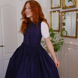 Upcycled Dark Blue Austrian Vintage Dress | S