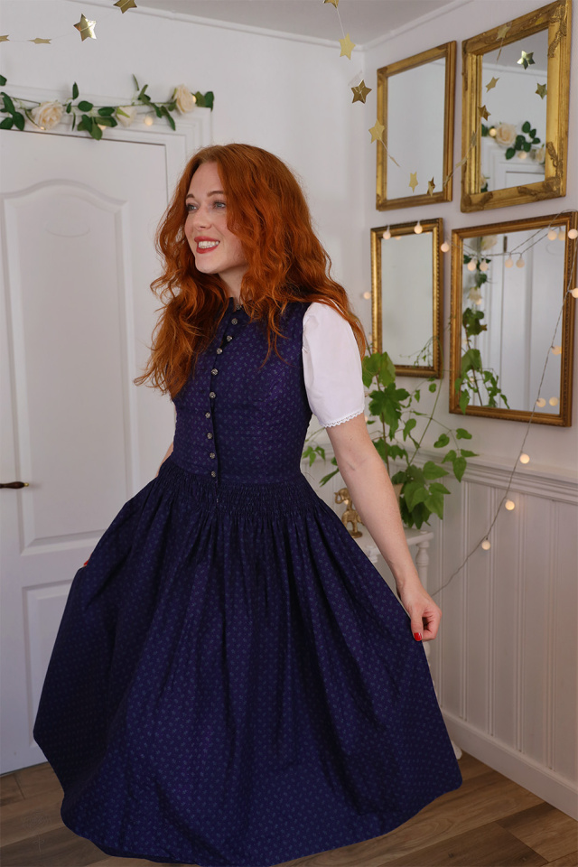 Upcycled Dark Blue Austrian Vintage Dress | S