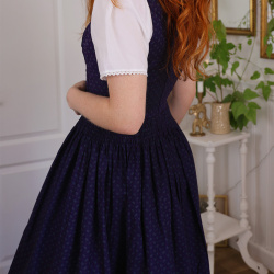 Upcycled Dark Blue Austrian Vintage Dress | S