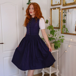 Upcycled Dark Blue Austrian Vintage Dress | S