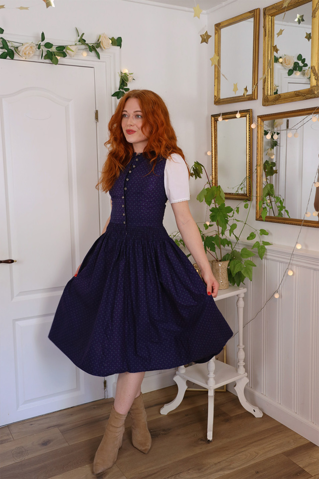 Upcycled Dark Blue Austrian Vintage Dress | S