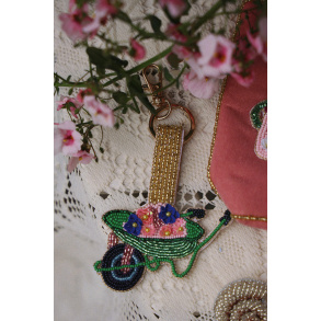 Wheelbarrow of Flowers Keychain