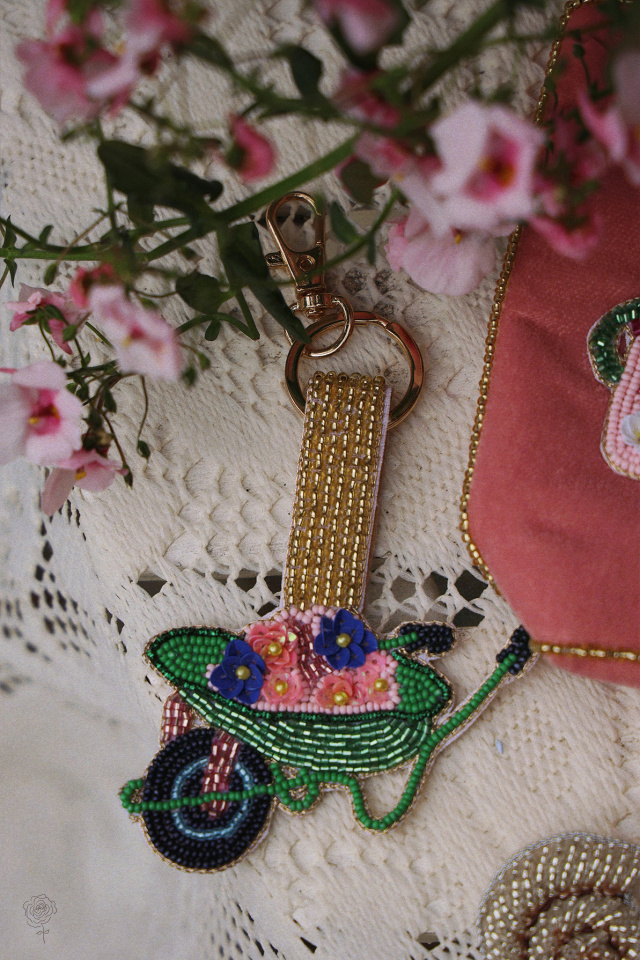Wheelbarrow of Flowers Keychain