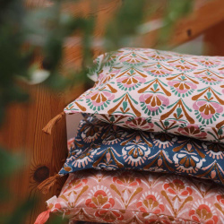 Off White Block Print Cushion Cover 