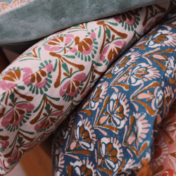 Off White Block Print Cushion Cover 