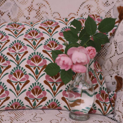 Off White Block Print Cushion Cover 