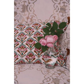 Off White Block Print Cushion Cover 