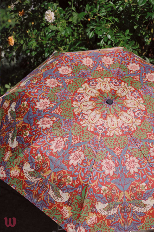 William Morris Strawberry Thief Red - Art Folding Umbrella