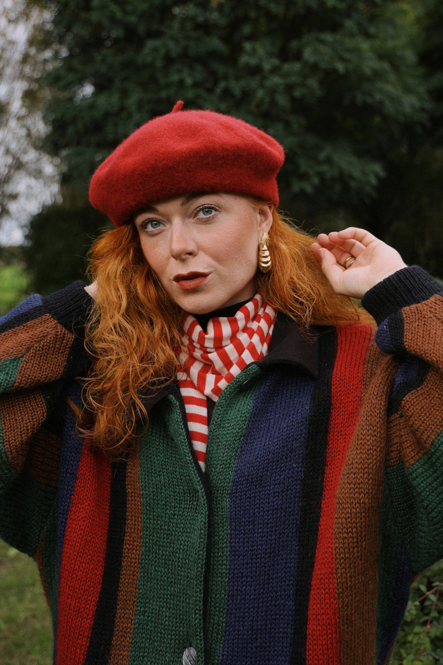 Bold Striped Vintage Cardigan Jacket | L/XL