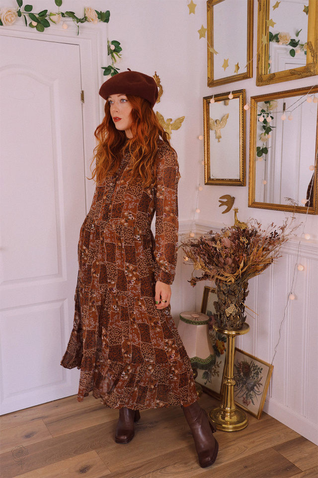 Autumn Air / Patchwork Print Maxi 