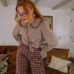 Autumn Kiss Checkered Blouse  