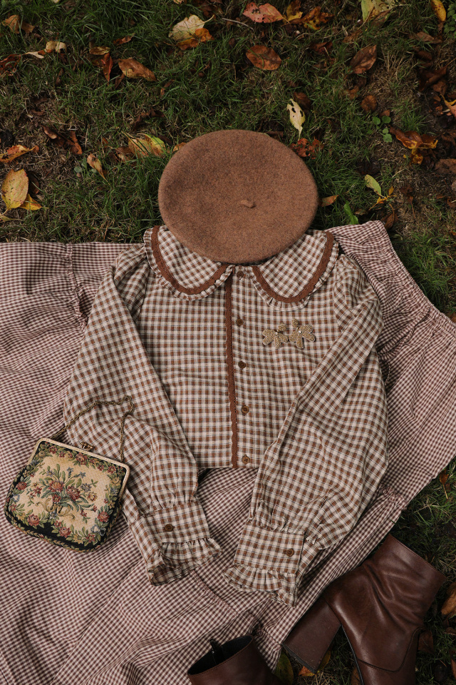 Autumn Kiss Checkered Blouse  