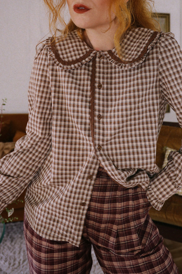 Autumn Kiss Checkered Blouse  