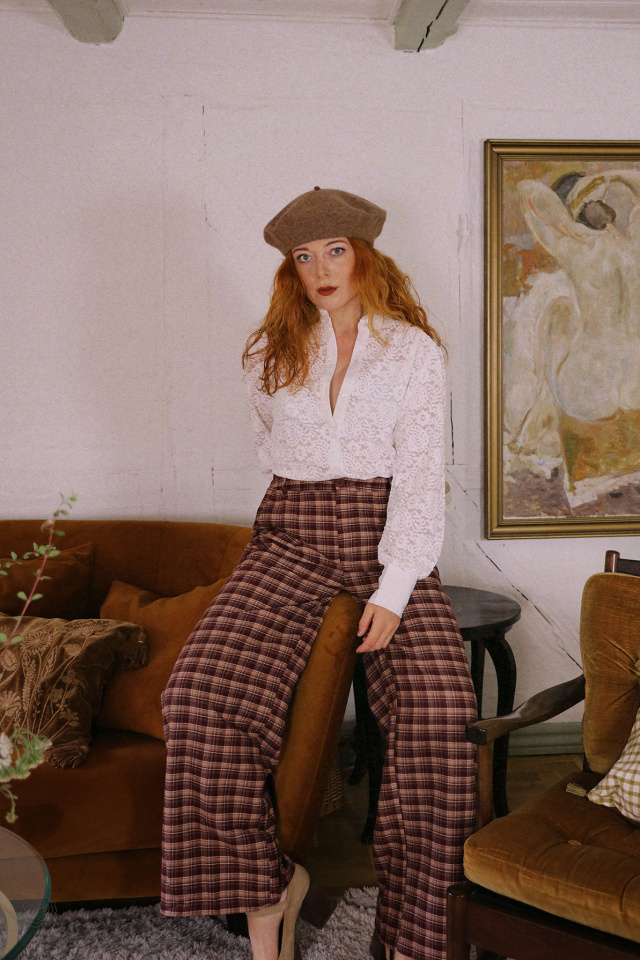 Autumn Kiss Burgundy Plaid Trousers