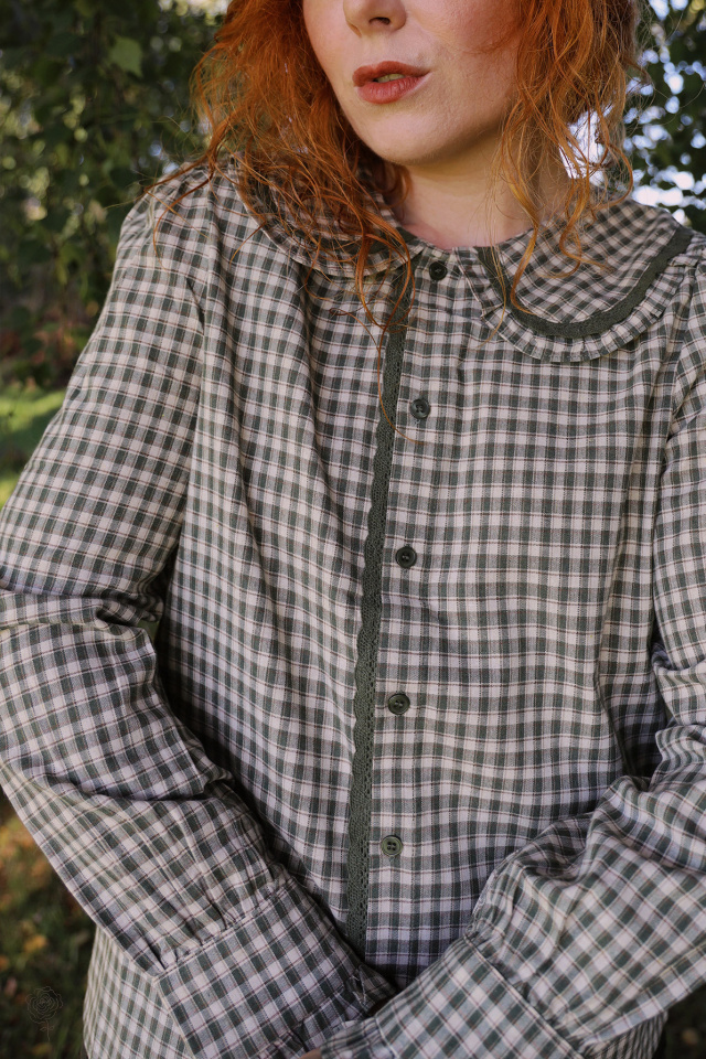 Autumn Kiss Green Checkered Blouse