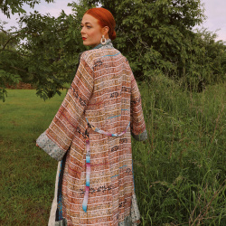 Bamboo Graphical Recycled Kimono | M/L