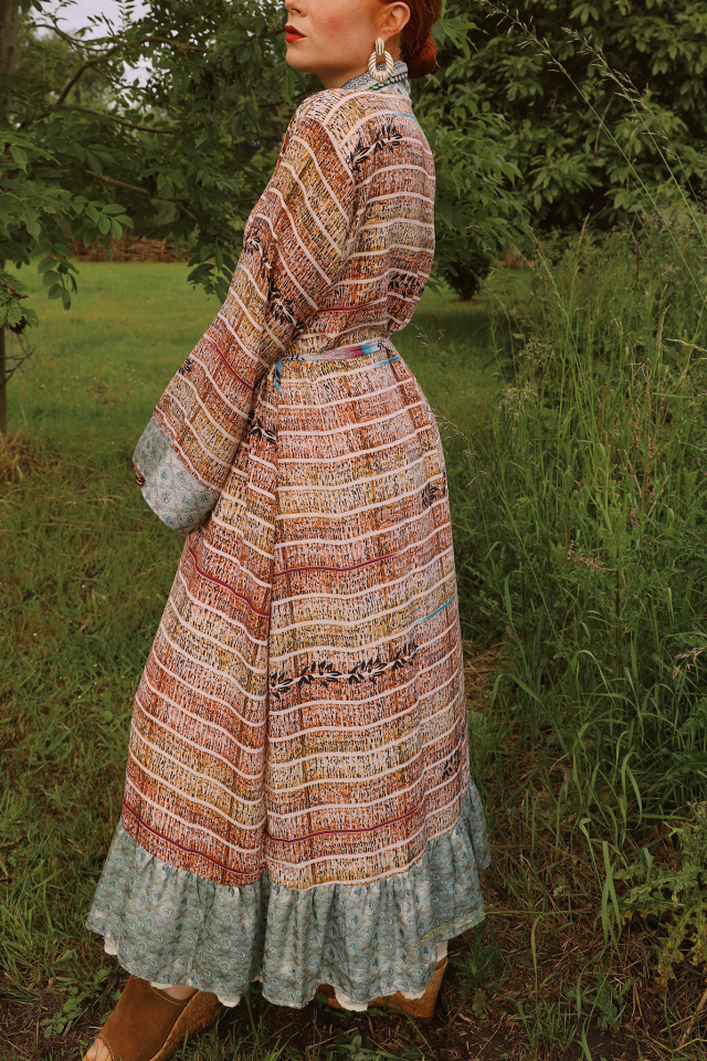 Bamboo Graphical Recycled Kimono | M/L