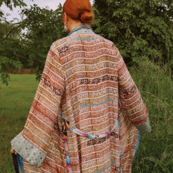 Bamboo Graphical Recycled Kimono | M/L