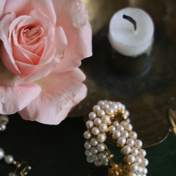 Beaded Holly Hoop Earrings