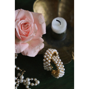 Beaded Holly Hoop Earrings