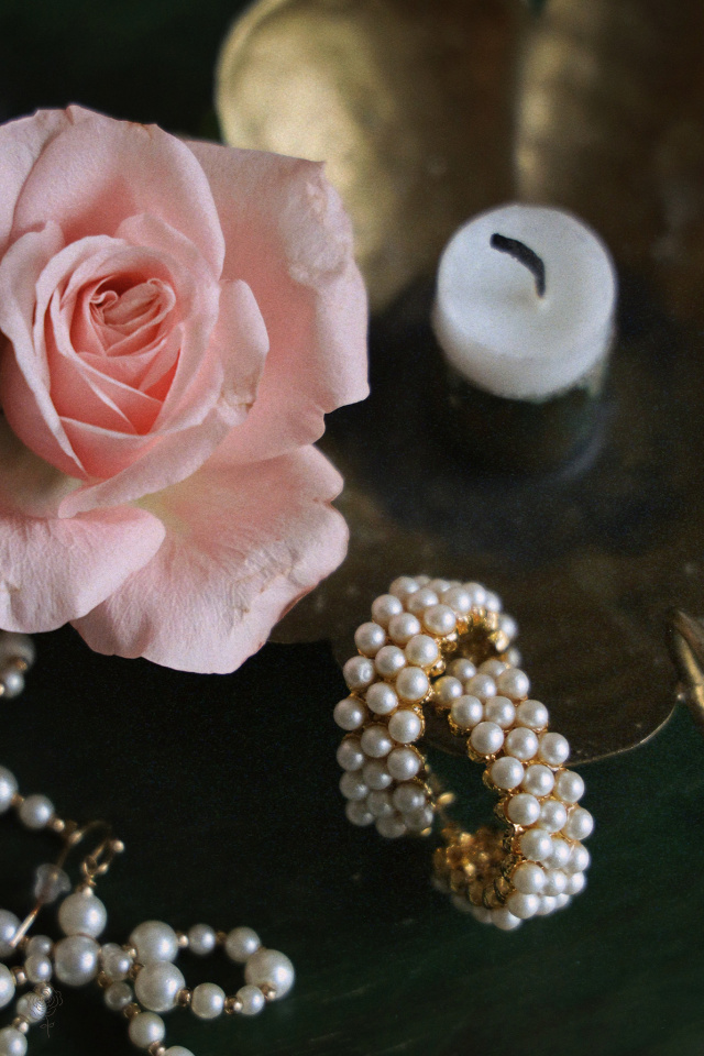 Beaded Holly Hoop Earrings