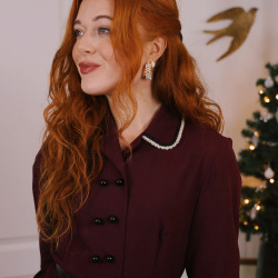 Beaded Holly Hoop Earrings