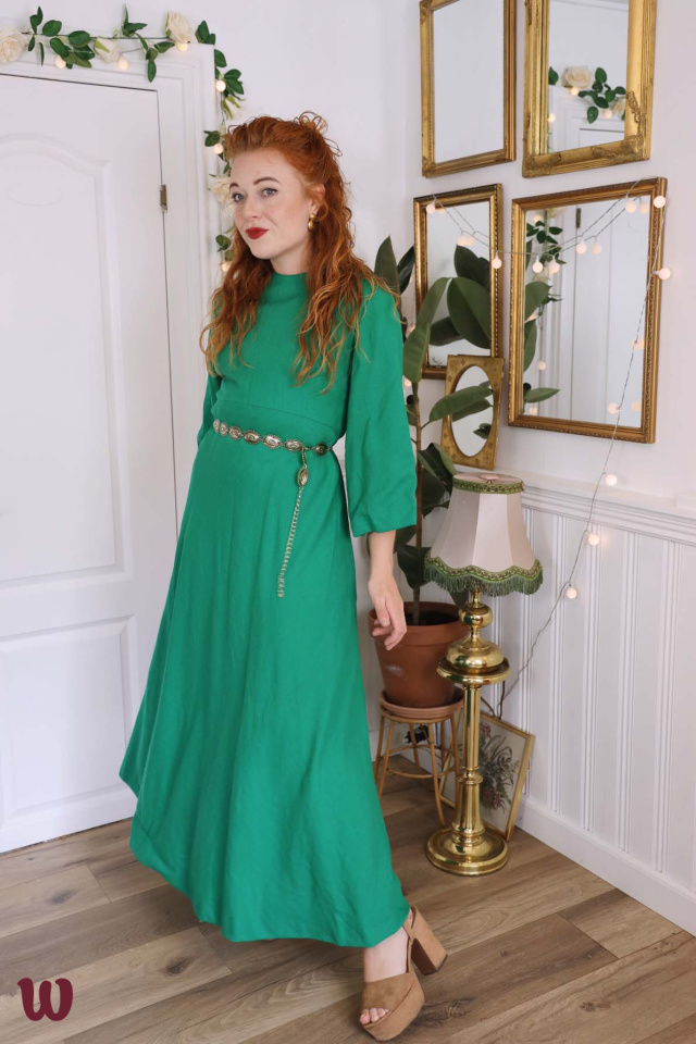 Happy Green 70's Maxi Vintage Dress | S