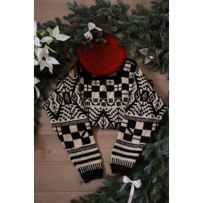 Black & Beige Pattern Vintage Sweater | M