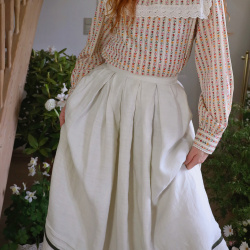 Beige Boho Green Line Vintage Skirt | XS