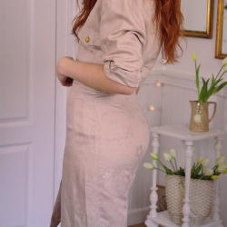 Beige Chic Office Dress | S/M