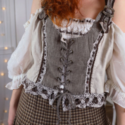 Romantic Linen Boho Vintage Top | XL