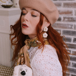 Beige Wool Beret 