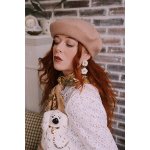 Beige Wool Beret 