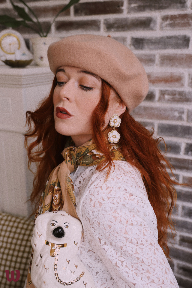 Beige Wool Beret 