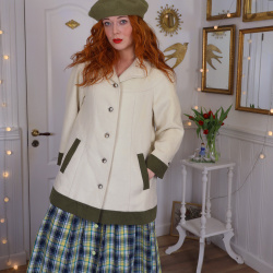 Beige &amp; Green Vintage Wool Jacket | S
