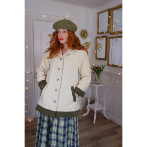 Beige & Green Vintage Wool Jacket | S