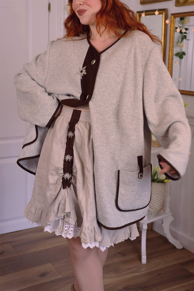 Sand Linen Landhaus Mini Vintage Skirt | M