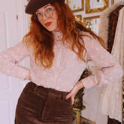 Beige Boho Floral Blouse 