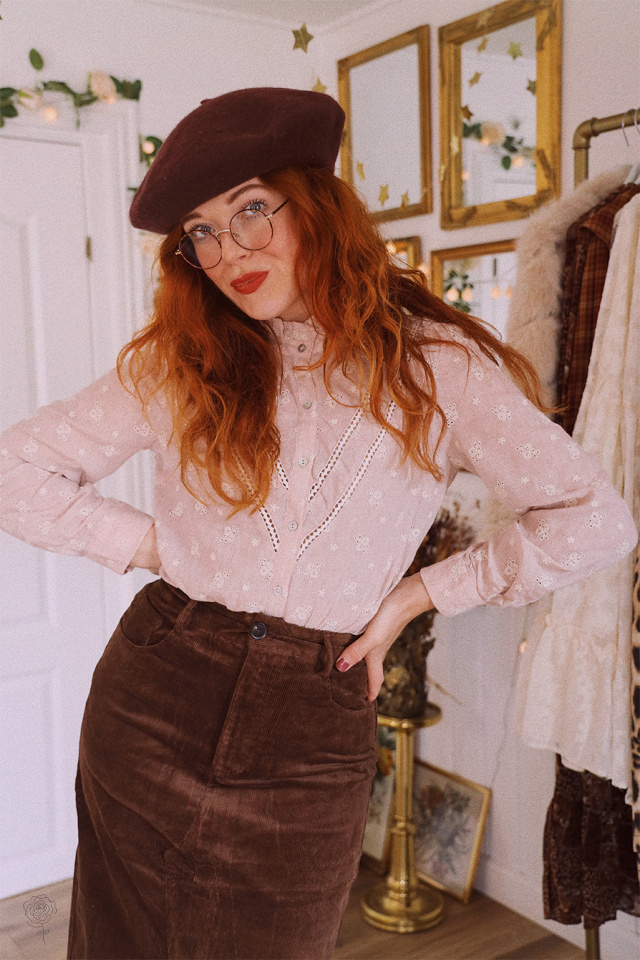 Beige Boho Floral Blouse 