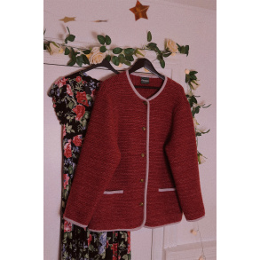 Berry Red Wool Cardigan Jacket | L