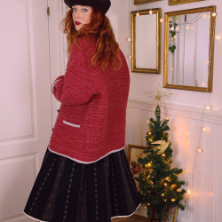 Berry Red Wool Cardigan Jacket | L