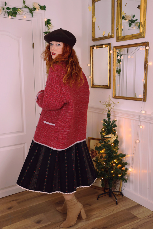 Berry Red Wool Cardigan Jacket | L