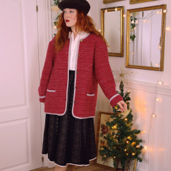 Berry Red Wool Cardigan Jacket | L