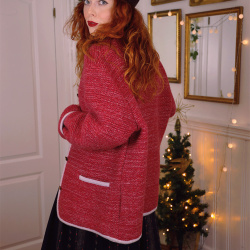 Berry Red Wool Cardigan Jacket | L