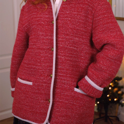 Berry Red Wool Cardigan Jacket | L