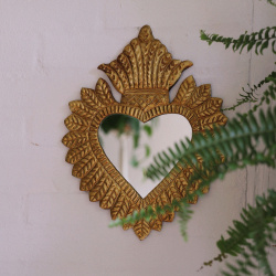 Big Brass Heart Mirror 