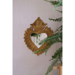 Big Brass Heart Mirror 