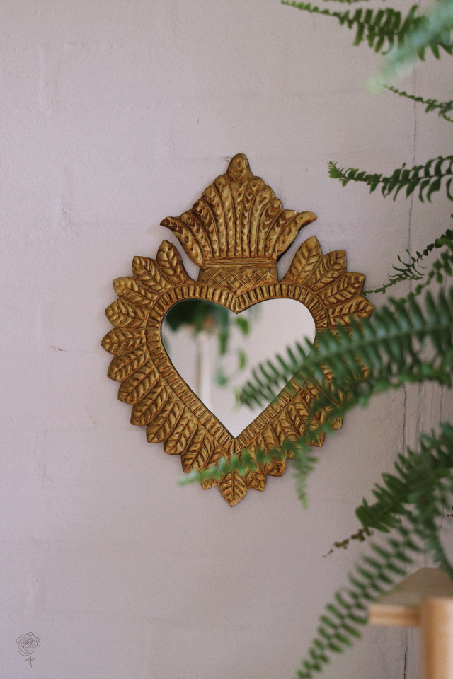Big Brass Heart Mirror 