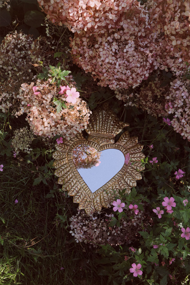 Big Brass Heart Mirror 